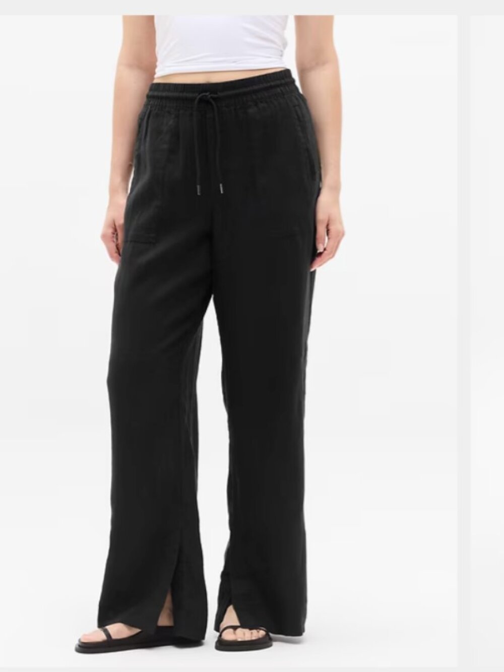 Athleta Retreat Linen High Rise Wide Leg Pant Med M